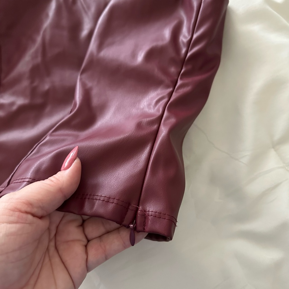 Burgundy Faux Leather Top - Picture 5 of 7